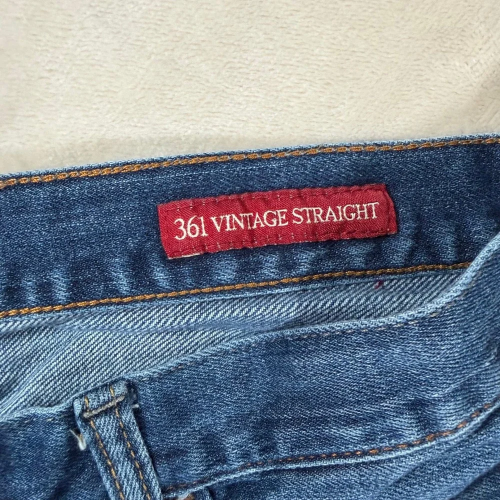 Lucky Brand‎ 361 Vintage Straight Jeans Mens 36x29 Blue Denim Dark Wash Stretch